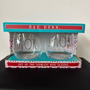 Rae Dunn Clear Stemless Wine Glasses - Señor & Señorita